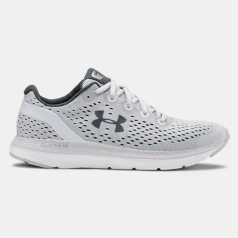 Under Armour Size 5.5 UA Charged Impulse Gray White Running Sneakers Shoes